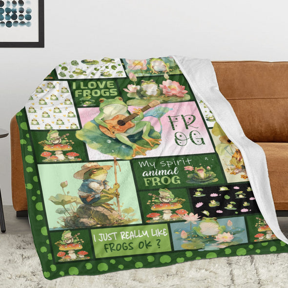 Frog Pattern Blanket Fleece Throw Blanket Super Soft Warm Gifts for Baby Girls Boys Kids Mom Grandma Room Decor