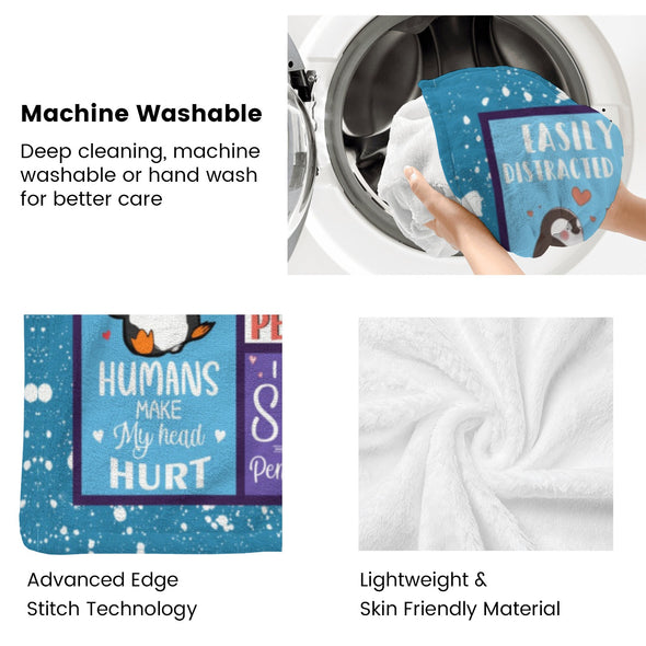 Penguin Blanket Fleece Throw Blanket Super Soft Warm Gifts for Baby Girls Boys Kids Mom Grandma Room Decor