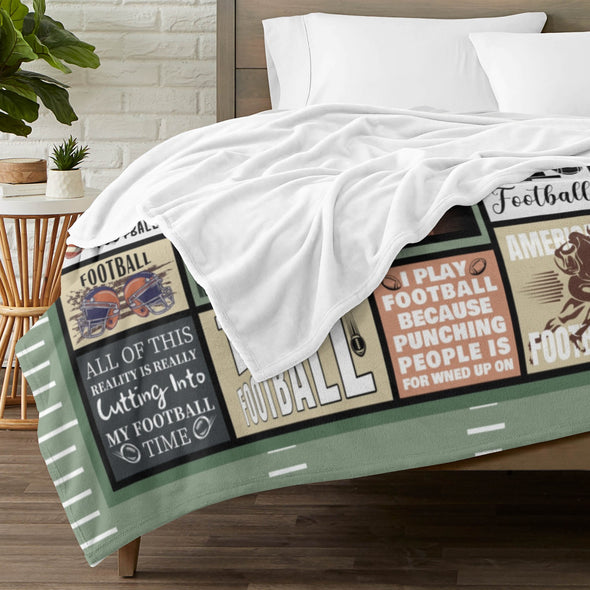 Football Pattern Blanket Fleece Throw Blanket Super Soft Warm Gifts for Baby Girls Boys Kids Mom Grandma Room Decor