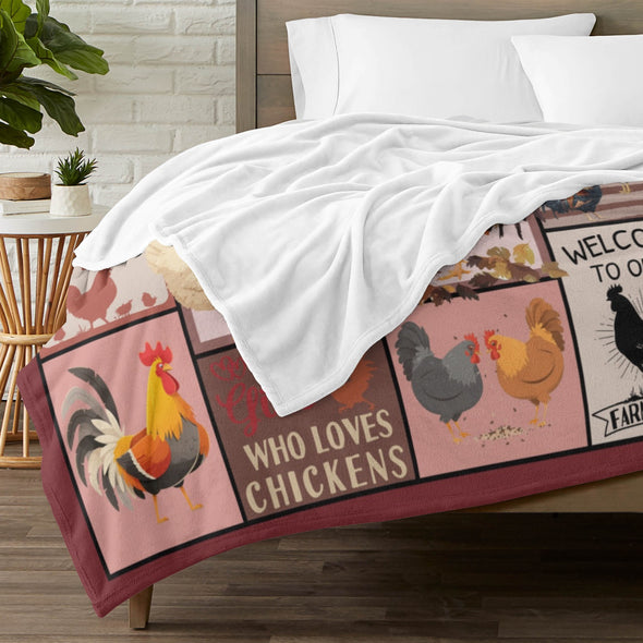 Chicken Pattern Blanket Fleece Throw Blanket Super Soft Warm Gifts for Baby Girls Boys Kids Mom Grandma Room Decor