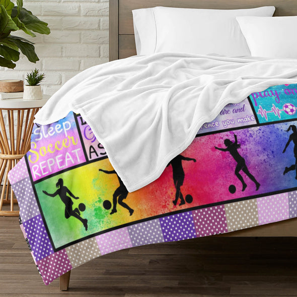 Soccer Blanket, Soccer Sports Themed Throw, Soft Nap Throw Blanket for Home Boys Girls Women Men Soccer Lovers Gifts