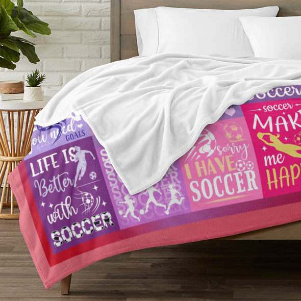 Soccer Blanket, Soccer Sports Themed Throw, Soft Nap Throw Blanket for Home Boys Girls Women Men Soccer Lovers Gifts