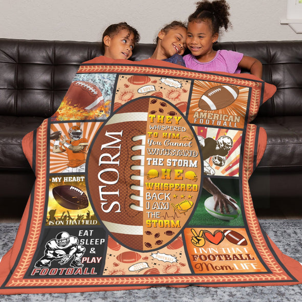 Football Pattern Blanket Fleece Throw Blanket Super Soft Warm Gifts for Baby Girls Boys Kids Mom Grandma Room Decor