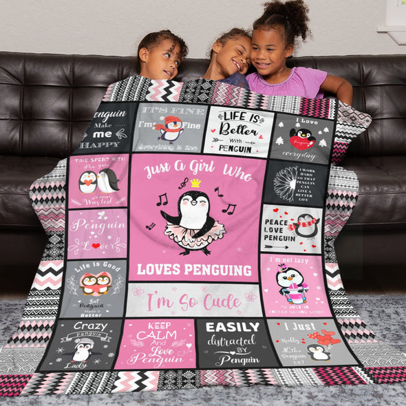 Penguin Blanket Fleece Throw Blanket Super Soft Warm Gifts for Baby Girls Boys Kids Mom Grandma Room Decor