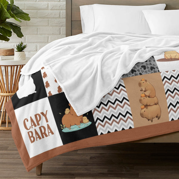 Capybara Pattern Blanket Fleece Throw Blanket Super Soft Warm Gifts for Baby Girls Boys Kids Mom Grandma Room Decor