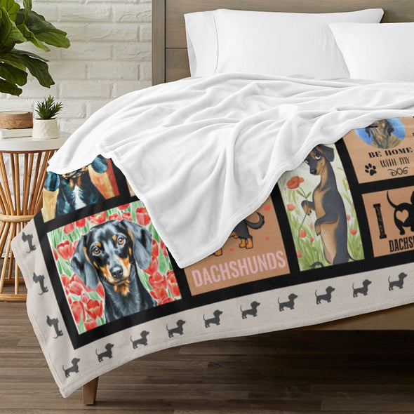 Dachshund Pattern Blanket Fleece Throw Blanket Super Soft Warm Gifts for Baby Girls Boys Kids Mom Grandma Room Decor