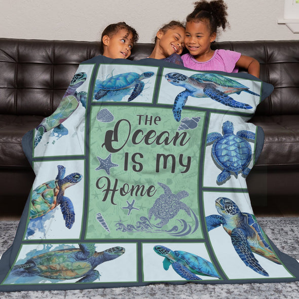 Turtle Pattern Blanket Fleece Throw Blanket Super Soft Warm Gifts for Baby Girls Boys Kids Mom Grandma Room Decor