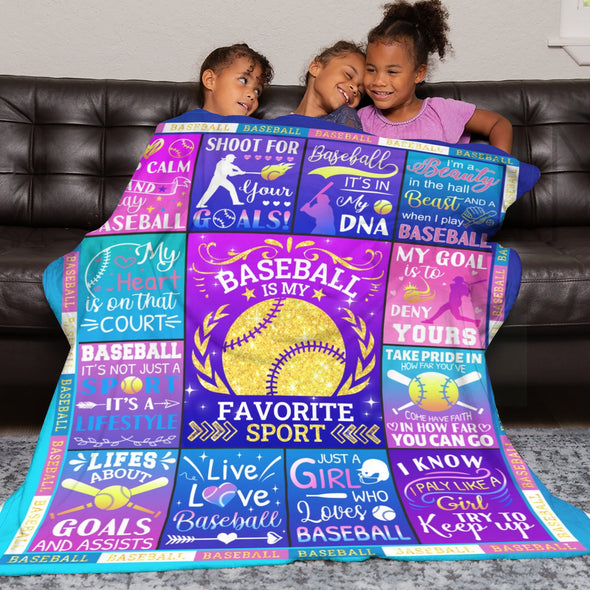 Baseball Pattern Blanket Fleece Throw Blanket Super Soft Warm Gifts for Baby Girls Boys Kids Mom Grandma Room Decor