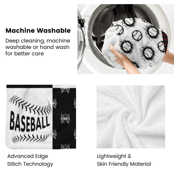 Baseball Pattern Blanket Fleece Throw Blanket Super Soft Warm Gifts for Baby Girls Boys Kids Mom Grandma Room Decor