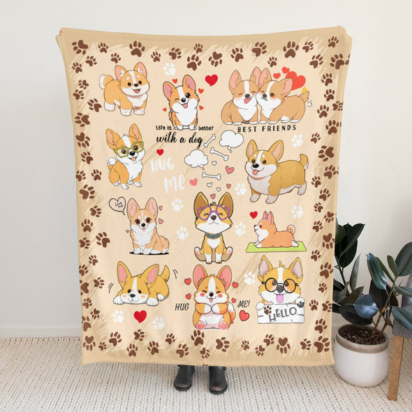 Corgi Blanket Fleece Throw Blanket Super Soft Warm Gifts for Baby Girls Boys Kids Mom Grandma Room Decor