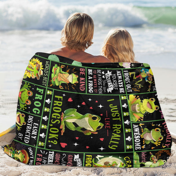 Frog Pattern Blanket Fleece Throw Blanket Super Soft Warm Gifts for Baby Girls Boys Kids Mom Grandma Room Decor