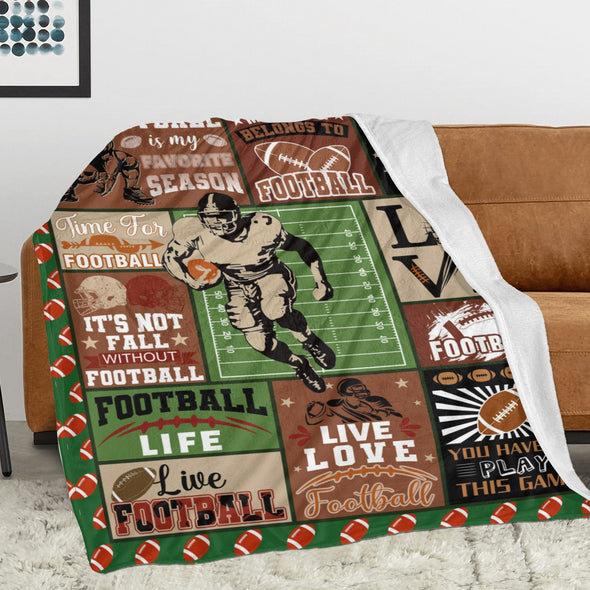 Football Pattern Blanket Fleece Throw Blanket Super Soft Warm Gifts for Baby Girls Boys Kids Mom Grandma Room Decor