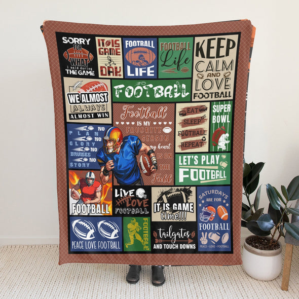 Football Pattern Blanket Fleece Throw Blanket Super Soft Warm Gifts for Baby Girls Boys Kids Mom Grandma Room Decor