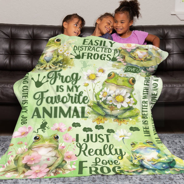 Frog Pattern Blanket Fleece Throw Blanket Super Soft Warm Gifts for Baby Girls Boys Kids Mom Grandma Room Decor