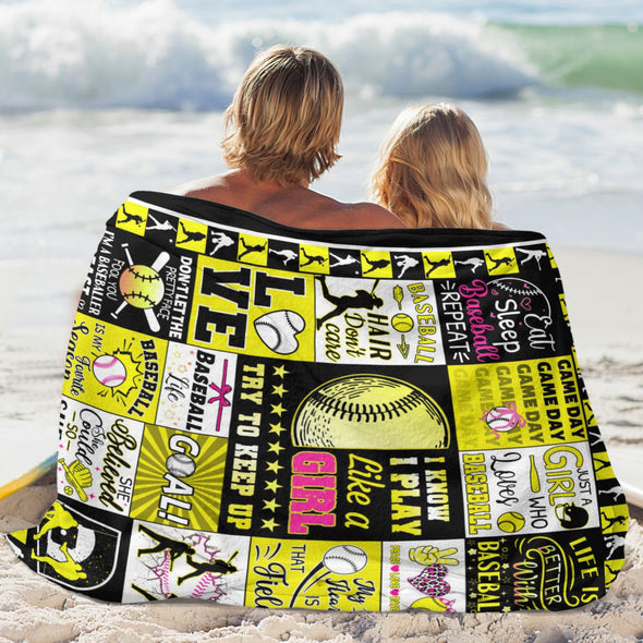 Baseball Pattern Blanket Fleece Throw Blanket Super Soft Warm Gifts for Baby Girls Boys Kids Mom Grandma Room Decor