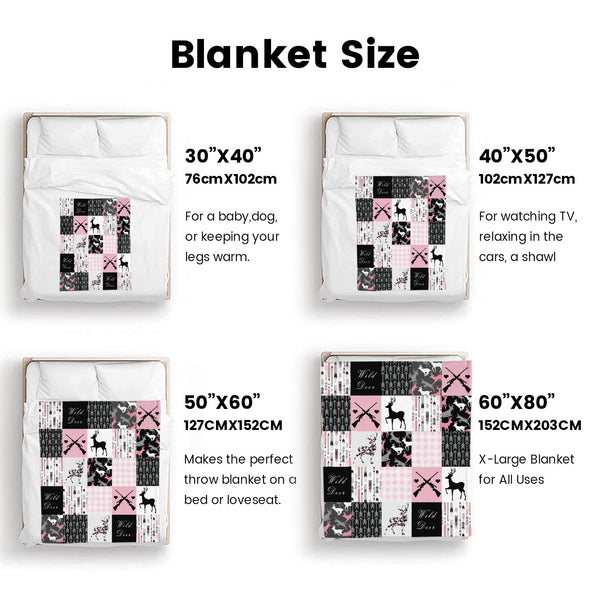 Deer Pattern Blanket Fleece Throw Blanket Super Soft Warm Gifts for Baby Girls Boys Kids Mom Grandma Room Decor