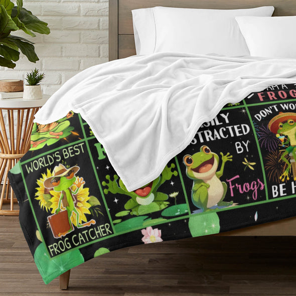 Frog Pattern Blanket Fleece Throw Blanket Super Soft Warm Gifts for Baby Girls Boys Kids Mom Grandma Room Decor