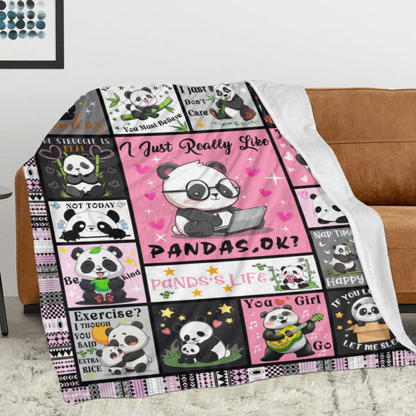 Panda Pattern Blanket Fleece Throw Blanket Super Soft Warm Gifts for Baby Girls Boys Kids Mom Grandma Room Decor