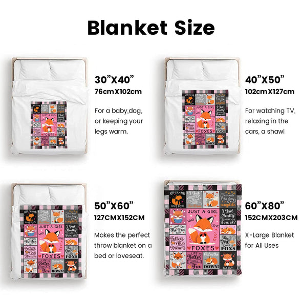 Fox Pattern Blanket Fleece Throw Blanket Super Soft Warm Gifts for Baby Girls Boys Kids Mom Grandma Room Decor