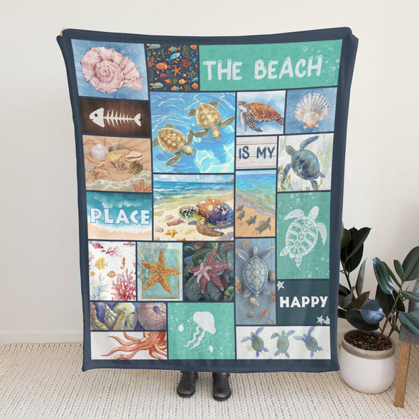Turtle Pattern Blanket Fleece Throw Blanket Super Soft Warm Gifts for Baby Girls Boys Kids Mom Grandma Room Decor