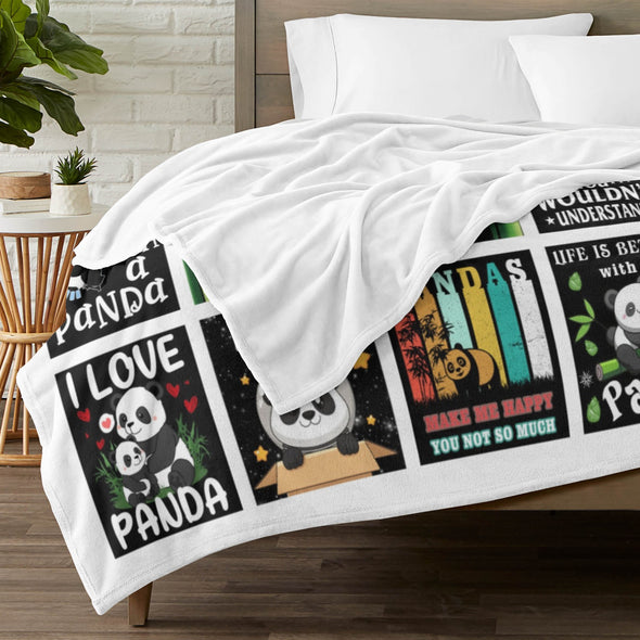 Panda Pattern Blanket Fleece Throw Blanket Super Soft Warm Gifts for Baby Girls Boys Kids Mom Grandma Room Decor