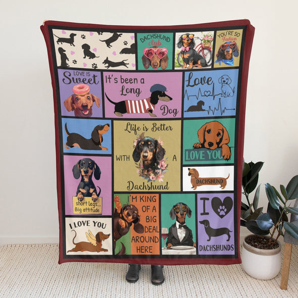 Dachshund Pattern Blanket Fleece Throw Blanket Super Soft Warm Gifts for Baby Girls Boys Kids Mom Grandma Room Decor