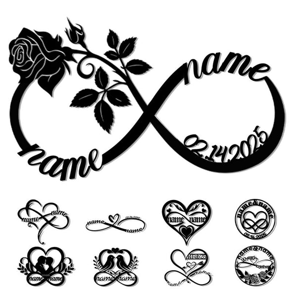Personalized Wedding Gifts for the Couple Custom Metal Infinity Wall Art Sign Decor with Name and Date Anniversary Valentines Day Gifts
