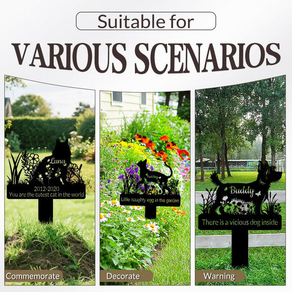 Custom Metal Pet Grave Markers Personalized Dog Breed Memorial Stake Tombstone for Garden Yard Graveside Pet Loss Gifts