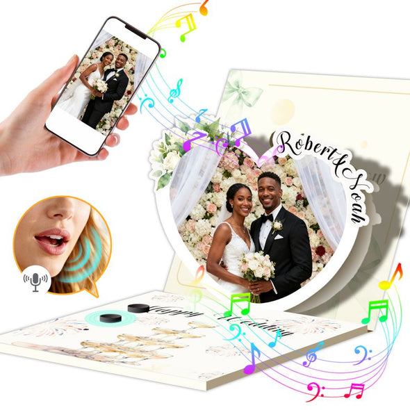 Custom Musical Greeting Cards with Personalized Photo Music Christmas Birthdays Valentine's Day and Weddings Gift for Family Friends and Couples