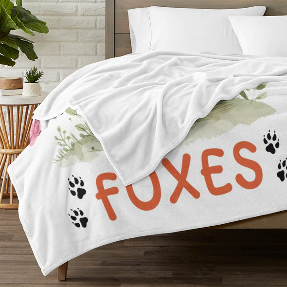 Fox Pattern Blanket Fleece Throw Blanket Super Soft Warm Gifts for Baby Girls Boys Kids Mom Grandma Room Decor