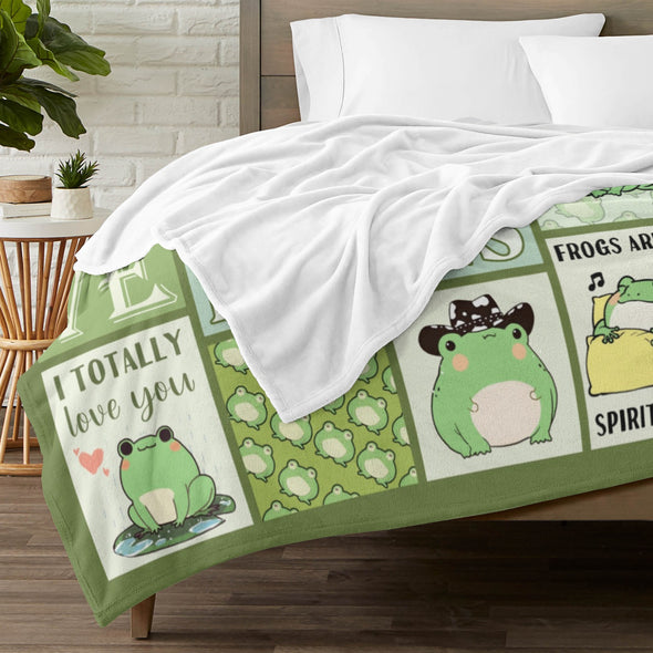 Frog Pattern Blanket Fleece Throw Blanket Super Soft Warm Gifts for Baby Girls Boys Kids Mom Grandma Room Decor