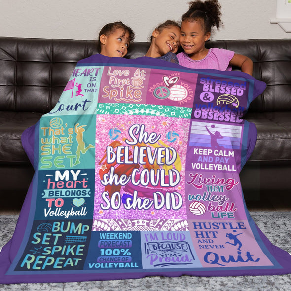 Volleyball Pattern Blanket Fleece Throw Blanket Super Soft Warm Gifts for Baby Girls Boys Kids Mom Grandma Room Decor