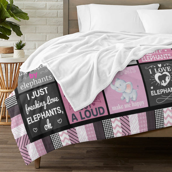 Elephant Blanket Fleece Throw Blanket Super Soft Warm Gifts for Girls Boys Kids Room Decor