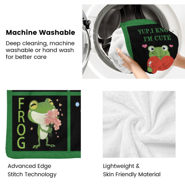 Frog Pattern Blanket Fleece Throw Blanket Super Soft Warm Gifts for Baby Girls Boys Kids Mom Grandma Room Decor