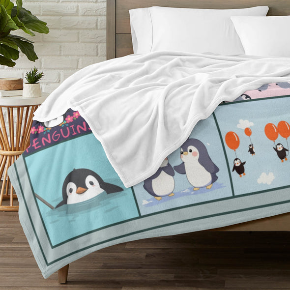 Penguin Blanket Fleece Throw Blanket Super Soft Warm Gifts for Baby Girls Boys Kids Mom Grandma Room Decor