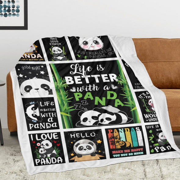 Panda Pattern Blanket Fleece Throw Blanket Super Soft Warm Gifts for Baby Girls Boys Kids Mom Grandma Room Decor