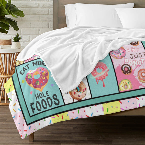 Donut Pattern Blanket Fleece Throw Blanket Super Soft Warm Gifts for Baby Girls Boys Kids Mom Grandma Room Decor