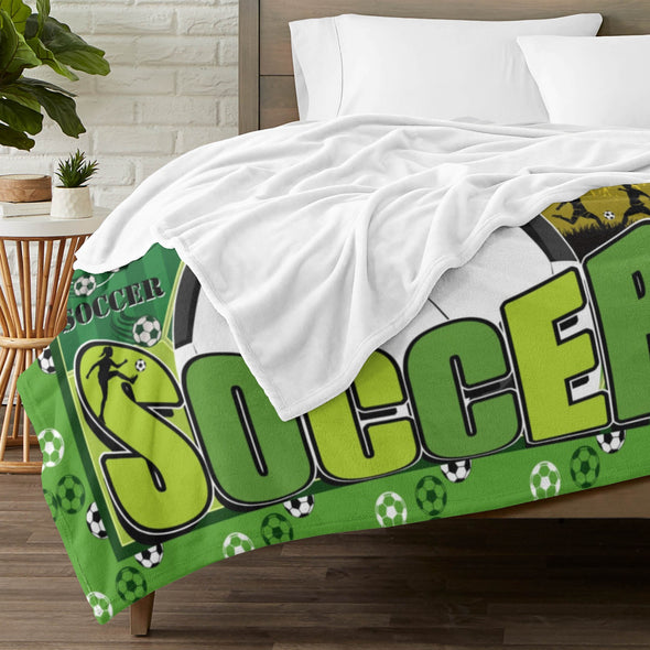 Soccer Blanket, Soccer Sports Themed Throw, Soft Nap Throw Blanket for Home Boys Girls Women Men Soccer Lovers Gifts