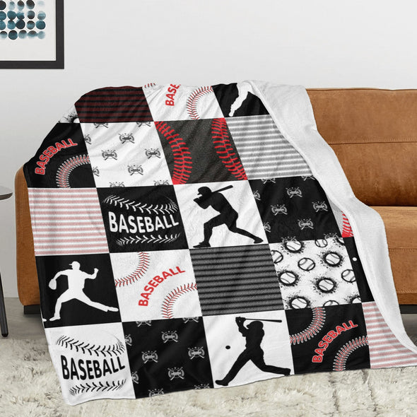 Baseball Pattern Blanket Fleece Throw Blanket Super Soft Warm Gifts for Baby Girls Boys Kids Mom Grandma Room Decor