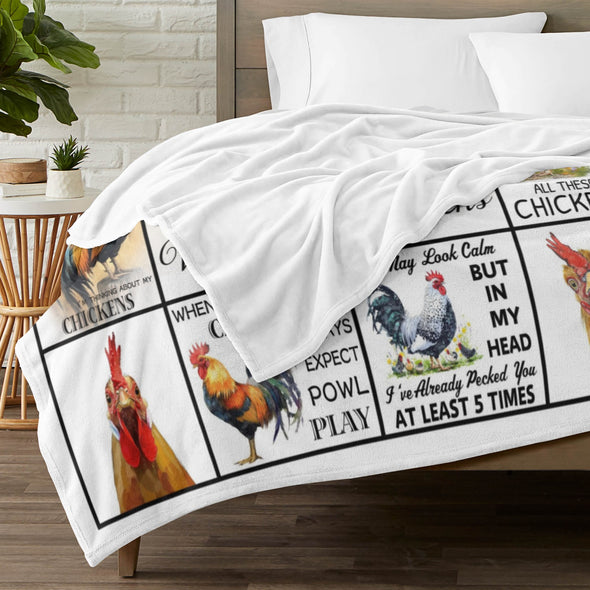 Chicken Pattern Blanket Fleece Throw Blanket Super Soft Warm Gifts for Baby Girls Boys Kids Mom Grandma Room Decor