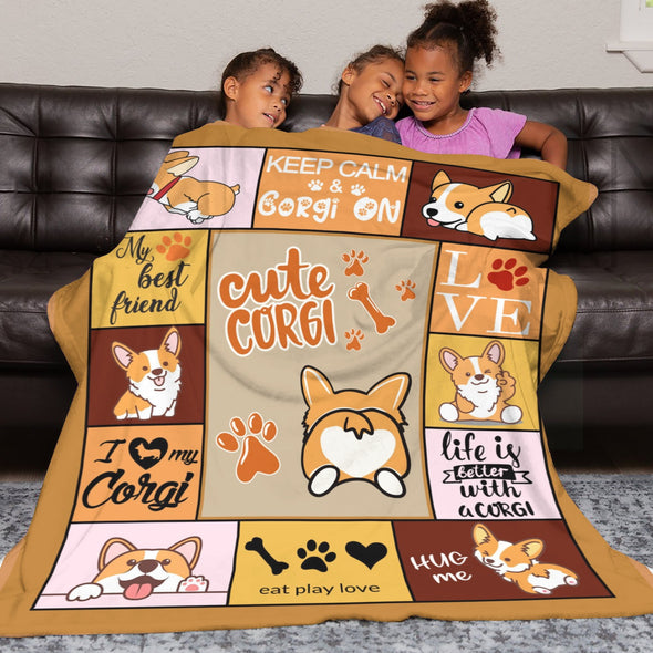 Corgi Blanket Fleece Throw Blanket Super Soft Warm Gifts for Baby Girls Boys Kids Mom Grandma Room Decor