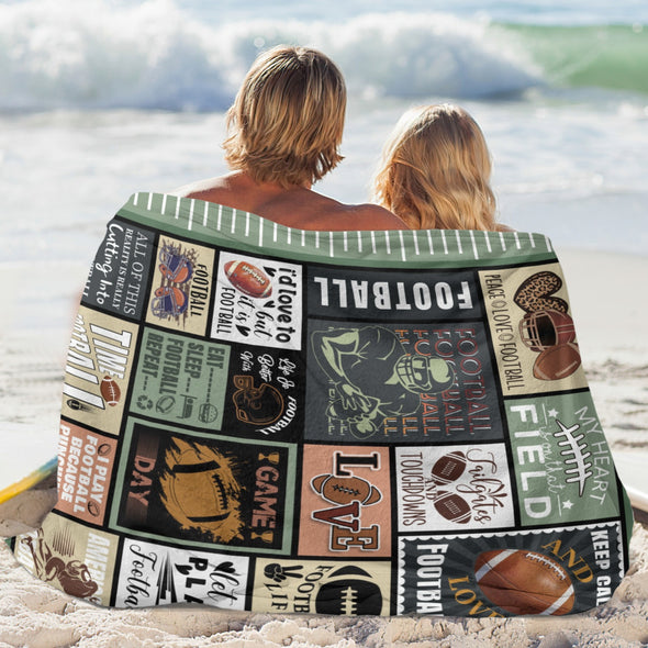 Football Pattern Blanket Fleece Throw Blanket Super Soft Warm Gifts for Baby Girls Boys Kids Mom Grandma Room Decor
