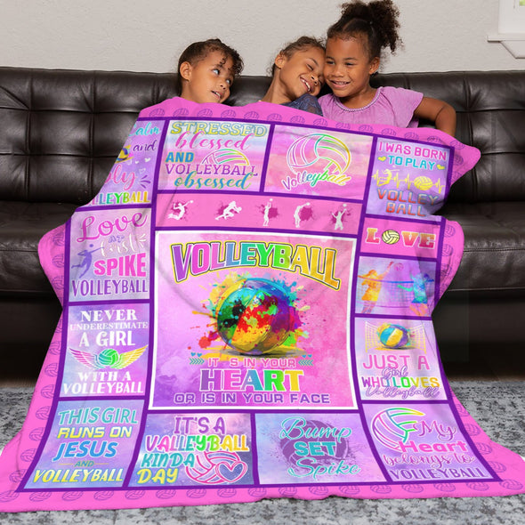 Volleyball Pattern Blanket Fleece Throw Blanket Super Soft Warm Gifts for Baby Girls Boys Kids Mom Grandma Room Decor