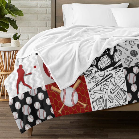 Baseball Pattern Blanket Fleece Throw Blanket Super Soft Warm Gifts for Baby Girls Boys Kids Mom Grandma Room Decor