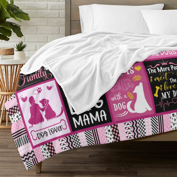 Dog Mom Blanket, Dog Lovers Gifts for Women, Puppy Throw Blanket for Bed Couch Christmas Gift