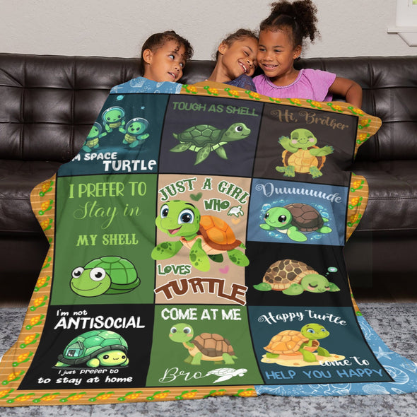 Turtle Pattern Blanket Fleece Throw Blanket Super Soft Warm Gifts for Baby Girls Boys Kids Mom Grandma Room Decor