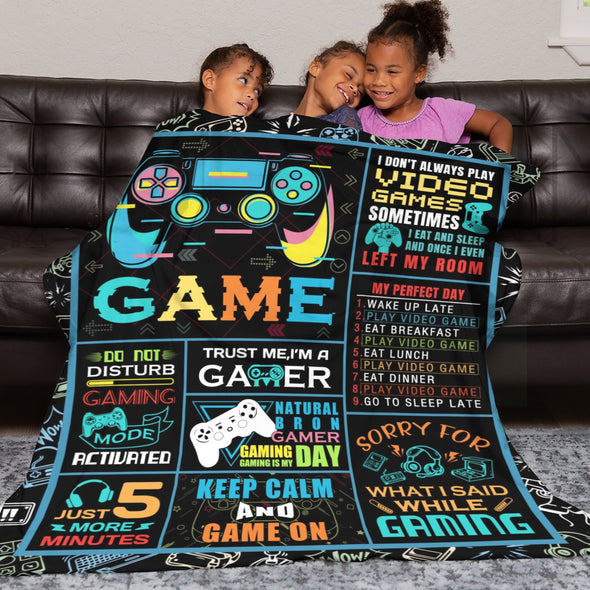 Gamer Blanket Fleece Throw Blanket Super Soft Warm Gifts for Baby Girls Boys Kids Mom Grandma Room Decor