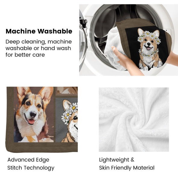 Corgi Blanket Fleece Throw Blanket Super Soft Warm Gifts for Baby Girls Boys Kids Mom Grandma Room Decor