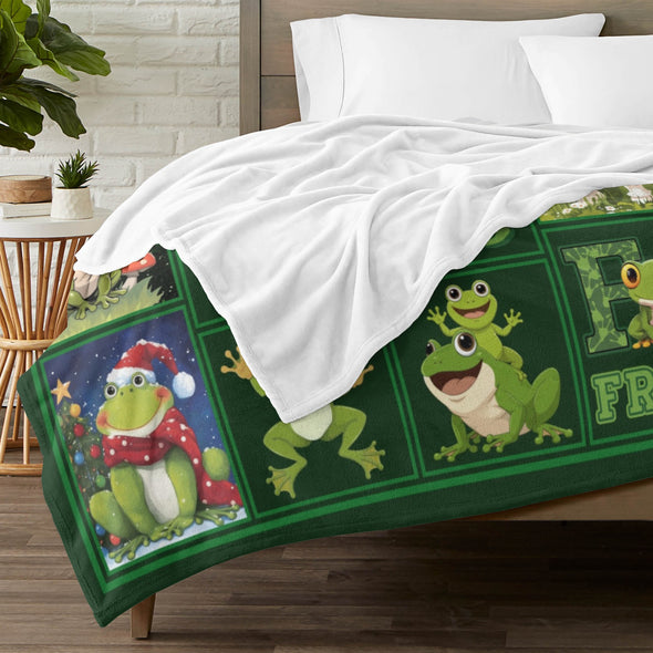 Frog Pattern Blanket Fleece Throw Blanket Super Soft Warm Gifts for Baby Girls Boys Kids Mom Grandma Room Decor