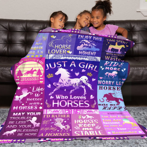 Horse Blanket Gift for Women Girl Who Loves Horses for Sofa Couch Bed Room Birthday Decor Bed Travel